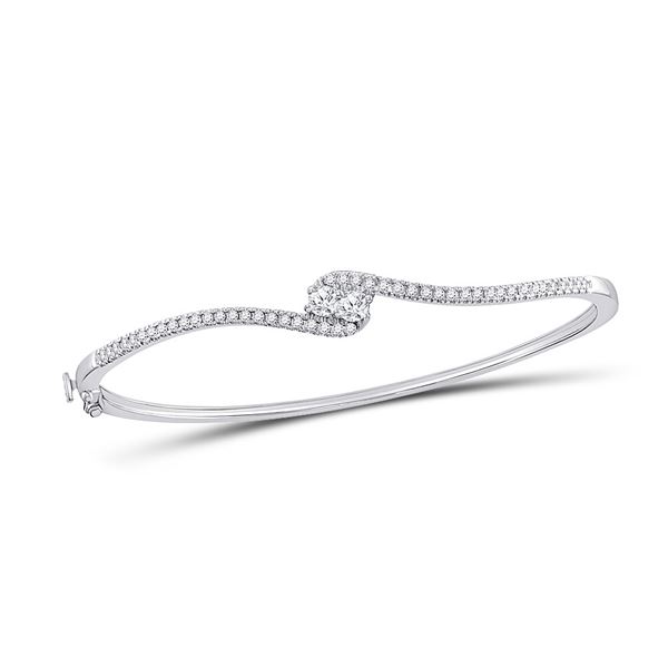 Diamond Bypass 2-stone Bracelet 3/4 Cttw 14kt White Gold