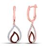 Image 1 : Red Color Enhanced Diamond Teardrop Dangle Earrings 1/3 Cttw 10kt Rose Gold