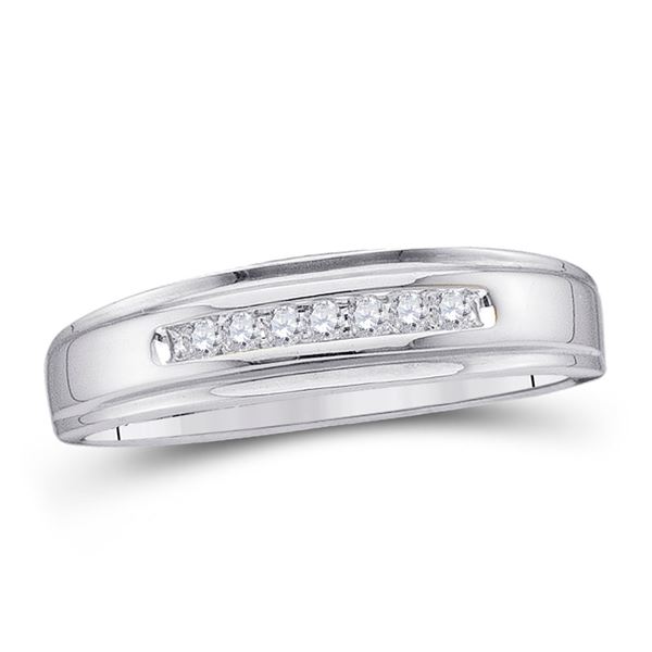 Mens Diamond Wedding Band Ring 1/12 Cttw 14kt White Gold