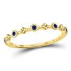 Image 1 : Blue Sapphire Dot Flower Stackable Band Ring 1/12 Cttw 10kt Yellow Gold