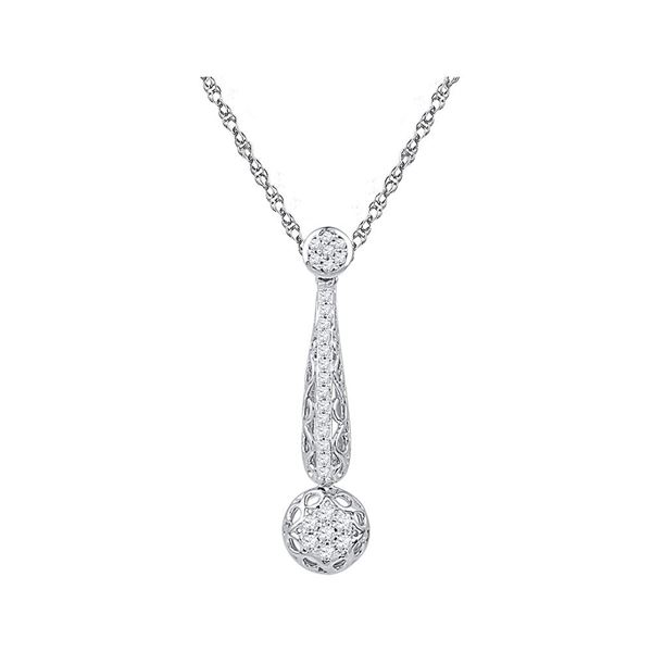 Diamond Drop Cluster Pendant 1/3 Cttw 10kt White Gold