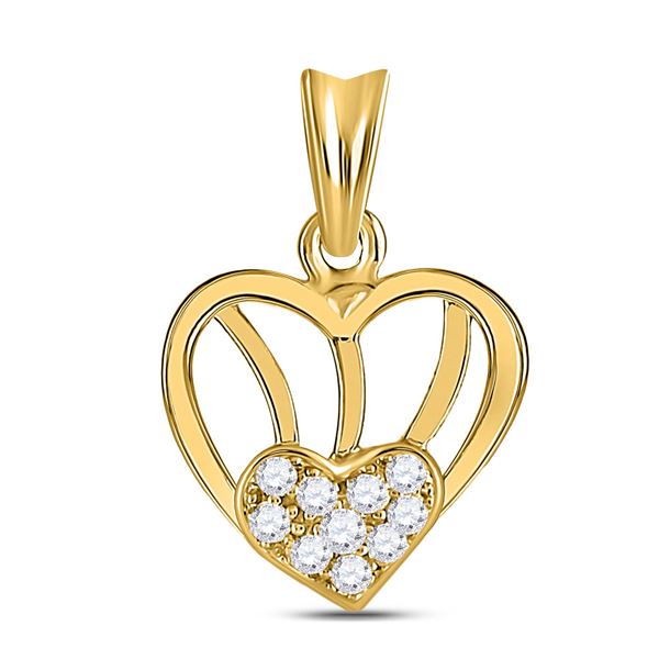 Diamond Heart Pendant 1/10 Cttw 10kt Yellow Gold