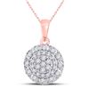 Image 1 : Diamond Flower Cluster Pendant 1/3 Cttw 14kt Rose Gold