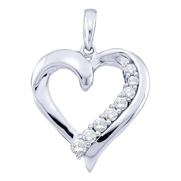 Diamond Heart Pendant 1/4 Cttw 10kt White Gold