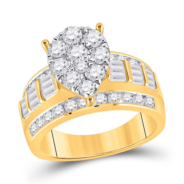 Diamond Cluster Bridal Wedding Engagement Ring 2 Cttw 10kt Yellow Gold