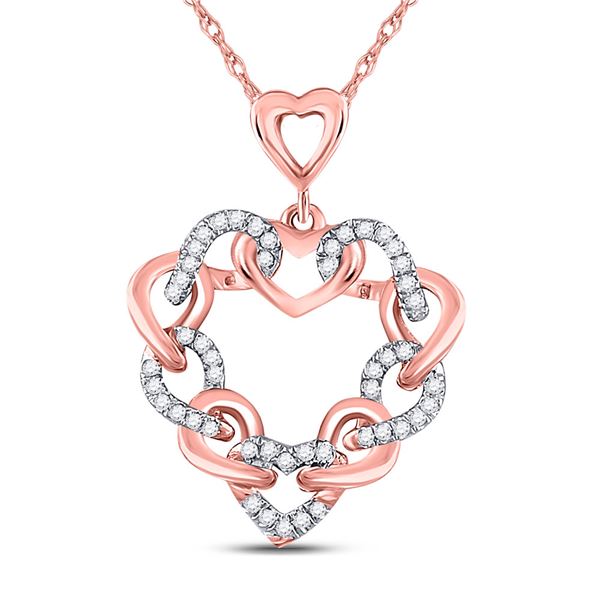 Diamond Link Heart Pendant 1/6 Cttw 10kt Rose Gold