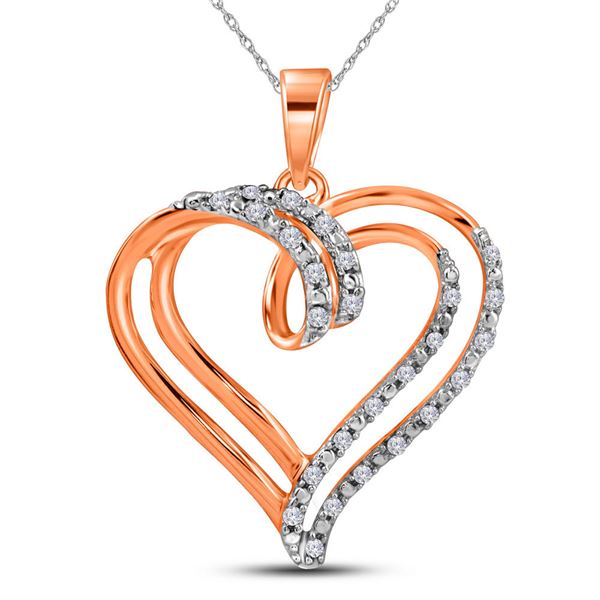 Diamond Heart Pendant 1/10 Cttw 10kt Rose Gold