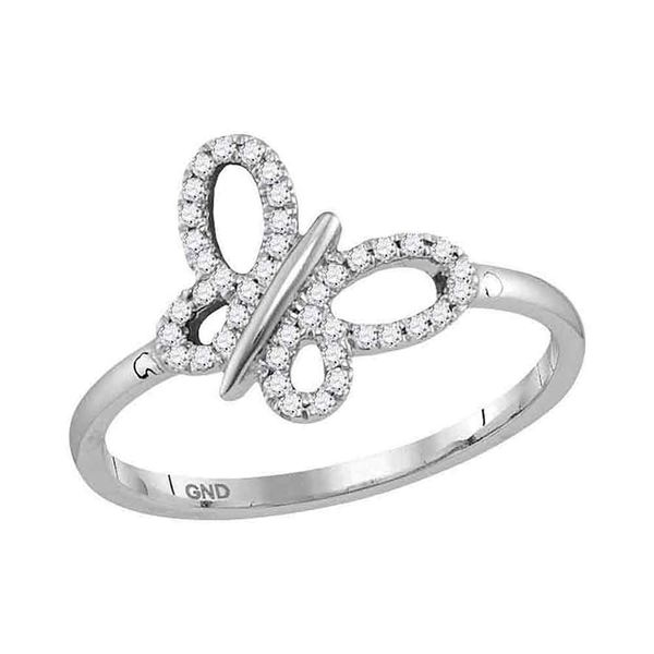 Diamond Butterfly Bug Fashion Ring 1/6 Cttw 10kt White Gold