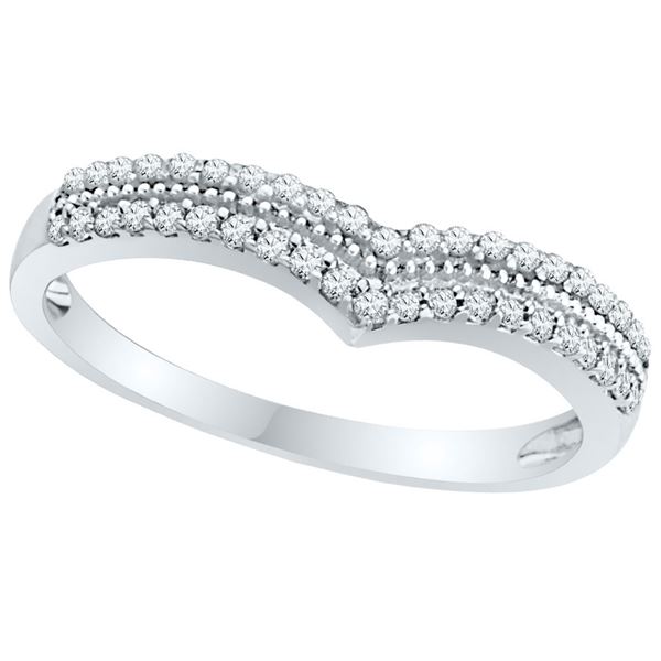 Diamond Chevron Band Ring 1/4 Cttw 10kt White Gold