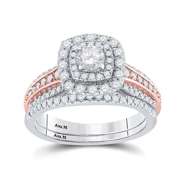 Diamond Bridal Wedding Ring Band Set 1 Cttw 14kt Two-tone Gold