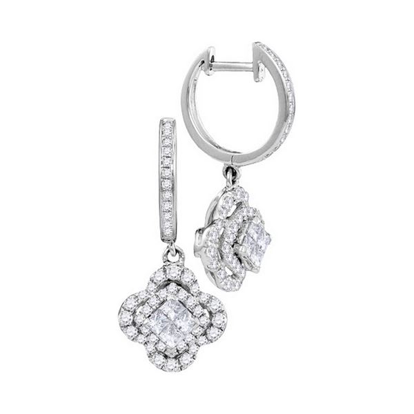 Princess Diamond Dangle Earrings 1 Cttw 14kt White Gold