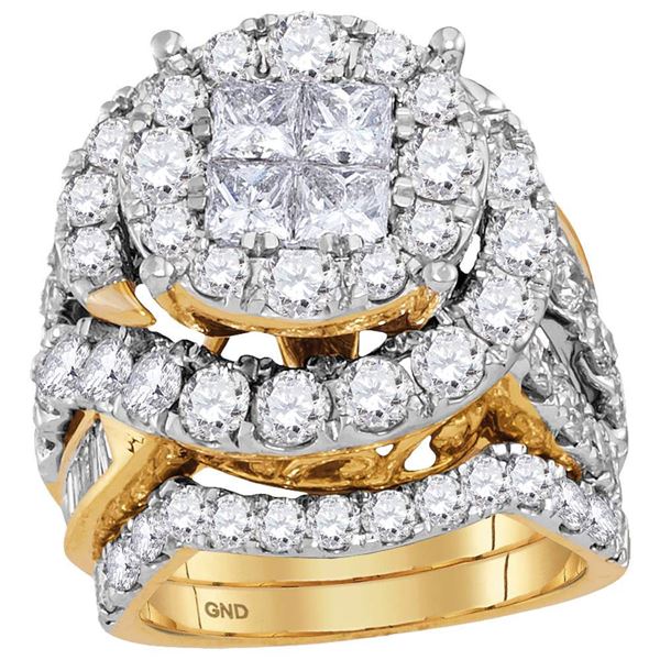 Princess Diamond Bridal Wedding Ring Band Set 5-5/8 Cttw 14kt Yellow Gold