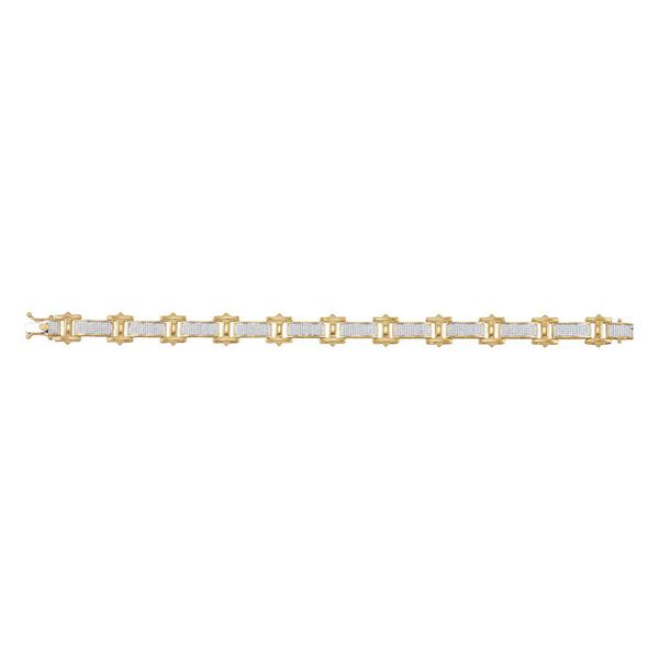 Mens Diamond Big Look Pave-set Fashion Bracelet 1-3/8 Cttw 10kt Yellow Gold