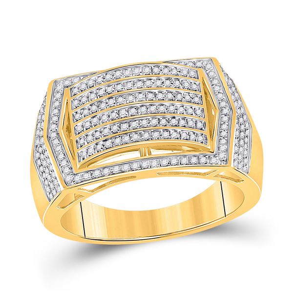 Mens Diamond Cluster Ring 5/8 Cttw 10kt Yellow Gold