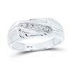 Image 1 : Mens Diamond Diagonal Row Wedding Band Ring 1/8 Cttw 10kt White Gold