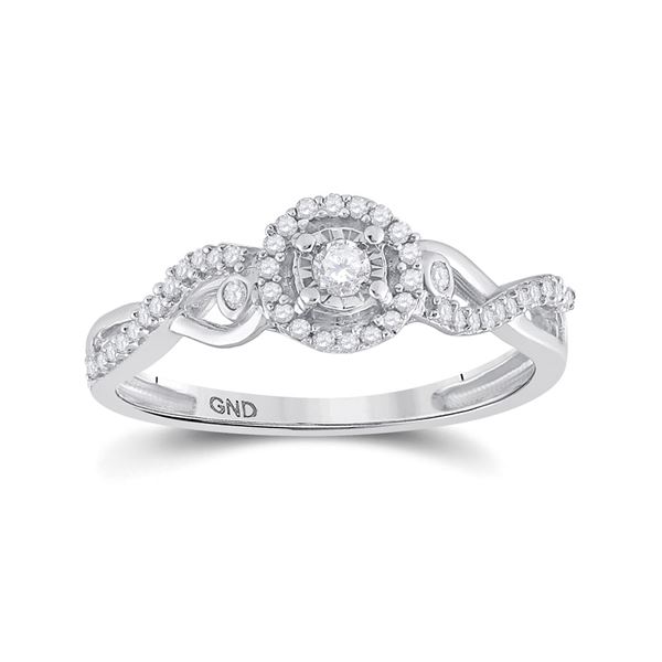 Diamond Halo Promise Ring 1/5 Cttw Sterling Silver