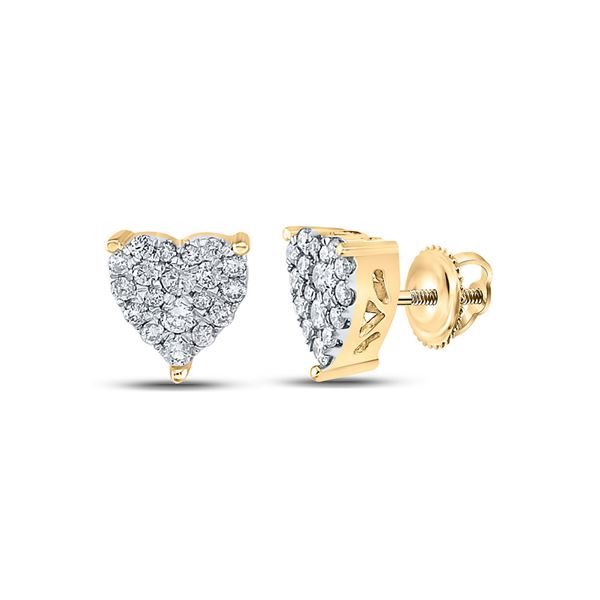 Diamond Heart Earrings 1/4 Cttw 10kt Yellow Gold