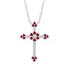 Image 1 : Lab-Created Ruby Cross Pendant 1 Cttw 10kt White Gold