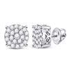 Image 1 : Diamond Cluster Earrings 3/4 Cttw 10kt White Gold