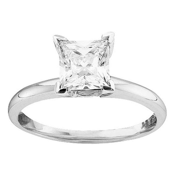 Princess Diamond Solitaire Bridal Wedding Engagement Ring 7/8 Cttw 14kt White Gold