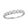 Image 1 : Diamond Flower Cluster Ring 1/4 Cttw 10kt White Gold