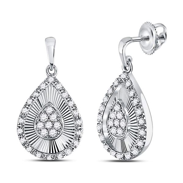 Diamond Teardrop Dangle Earrings 1/3 Cttw 10kt White Gold