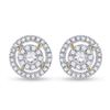 Image 2 : Diamond Cluster Earrings 1/2 Cttw 14kt Yellow Gold