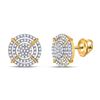 Image 1 : Mens Diamond Circle Cluster Earrings 3/8 Cttw 10kt Yellow Gold