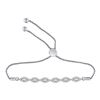 Image 1 : Diamond Linked Oval Bolo Bracelet 3/8 Cttw 10kt White Gold