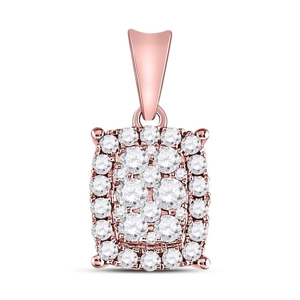 Diamond Rectangular Cluster Pendant 1/2 Cttw 14kt Rose Gold