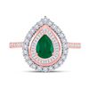 Image 2 : Oval Emerald Diamond Teardrop Ring 7/8 Cttw 14kt Rose Gold