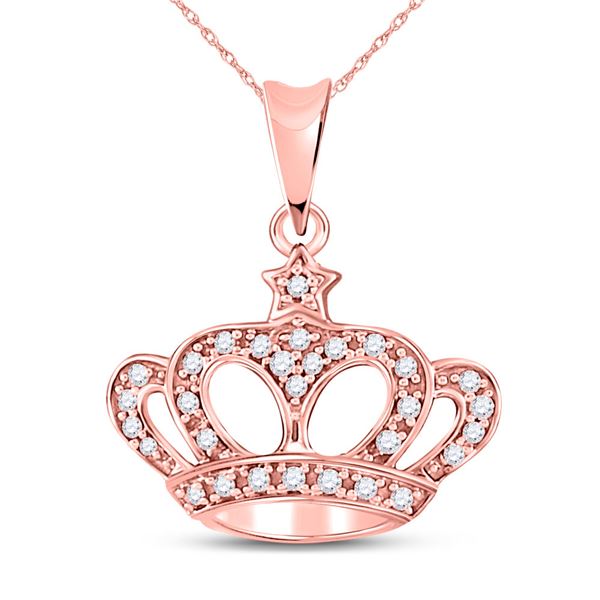 Diamond Crown Fashion Pendant 1/8 Cttw 10kt Rose Gold