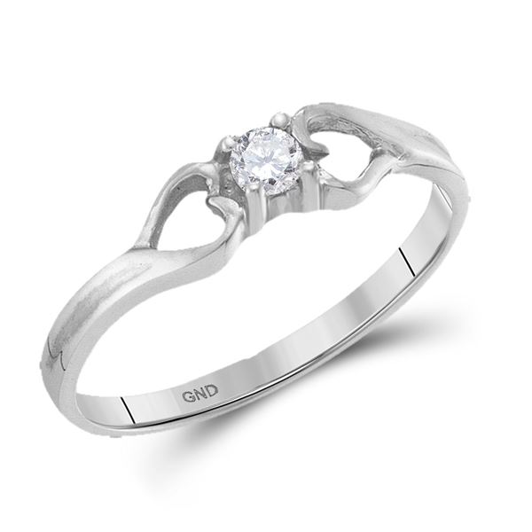 Diamond Solitaire Heart Promise Ring 1/10 Cttw 10kt White Gold