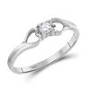 Image 1 : Diamond Solitaire Heart Promise Ring 1/10 Cttw 10kt White Gold