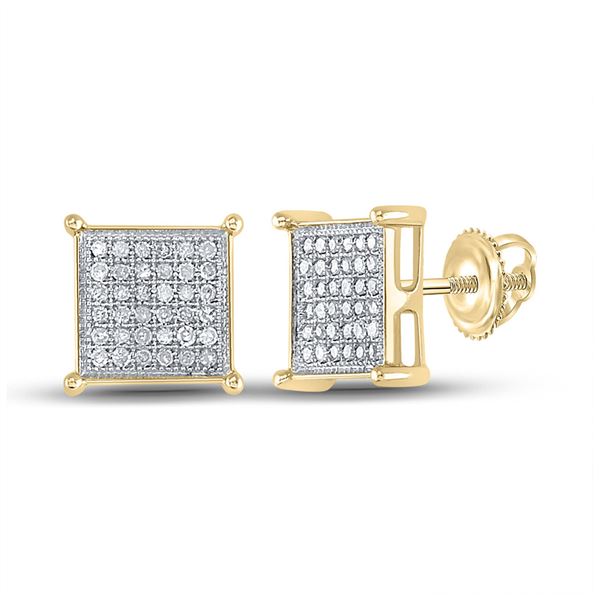 Diamond Square Earrings 1/4 Cttw Yellow-tone Sterling Silver