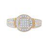 Image 2 : Diamond Circle Frame Cluster Ring 1/5 Cttw 10kt Yellow Gold