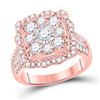 Image 1 : Diamond Square Flower Cluster Ring 2 Cttw 14kt Rose Gold