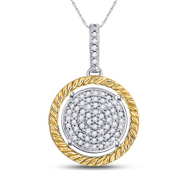 Diamond Circle Pendant 1/12 Cttw 10kt Two-tone Gold