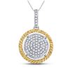 Image 1 : Diamond Circle Pendant 1/12 Cttw 10kt Two-tone Gold