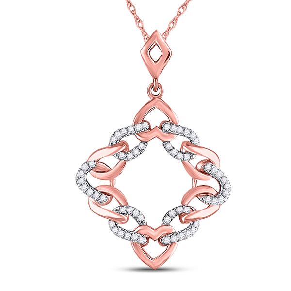 Diamond Heart Square Pendant 1/6 Cttw 10kt Rose Gold