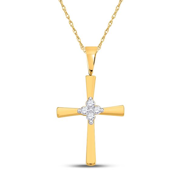 Diamond Cross Pendant 1/20 Cttw 10kt Yellow Gold