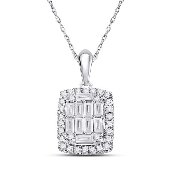 Baguette Diamond Fashion Pendant 1/2 Cttw 14kt White Gold