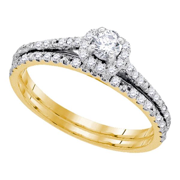 Diamond Bridal Wedding Ring Band Set 1/2 Cttw 10kt Yellow Gold