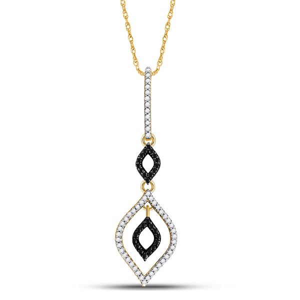 Black Color Enhanced Diamond Fashion Pendant 1/4 Cttw 10kt Yellow Gold