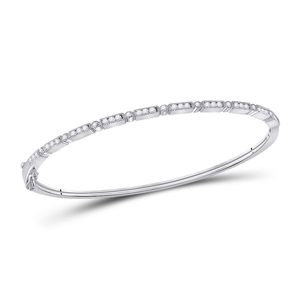 Diamond Stackable Bangle Bracelet 1/2 Cttw 10kt White Gold