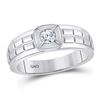 Image 1 : Mens Diamond Solitaire Grid Fashion Ring 1/2 Cttw 14kt White Gold