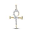 Image 1 : Mens Baguette Diamond Ankh Nail Cross Charm Pendant 1 Cttw 10kt Yellow Gold