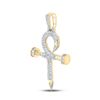 Image 2 : Mens Baguette Diamond Ankh Nail Cross Charm Pendant 1 Cttw 10kt Yellow Gold