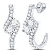 Image 1 : Diamond J-Hoop 2-stone Earrings 1 Cttw 14kt White Gold