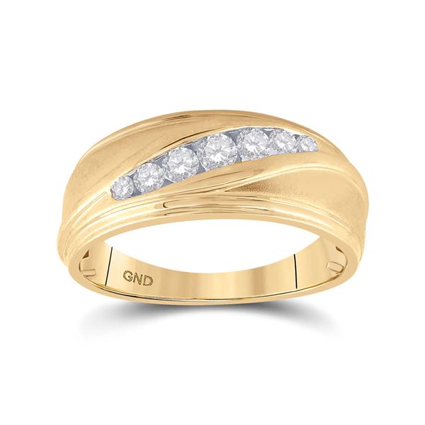 Mens Diamond Wedding Band Ring 3/8 Cttw 10kt Yellow Gold